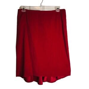 Cato Vintage Faux Suede Hi-Low Midi Skirt Back Zip Solid Red Size 14